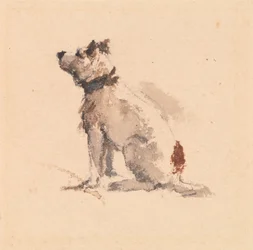 Ein Terrier, nach links sitzend